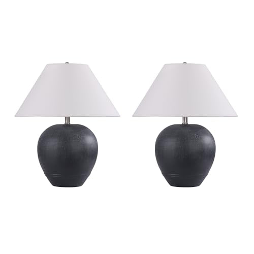 21'' Large Gray Base Ceramic Basin Table Lamp Set of 2 for Bedroom (2 Count)