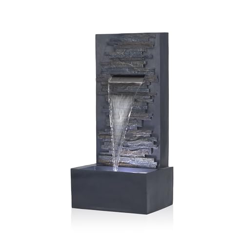 32" Cascading Stone Wall Fountain with LED Lights