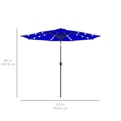 10ft Solar Polyester LED Lighted Patio Umbrella w