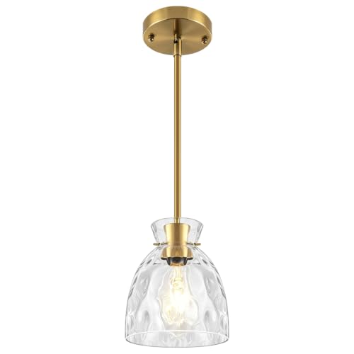 Modern Brushed Gold Pendant Lights Kitchen Island 1 Pack 5.9" Hanging Light