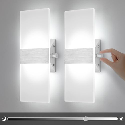 Dimmable 12W Modern LED Wall Sconces with Switch (2 Count)