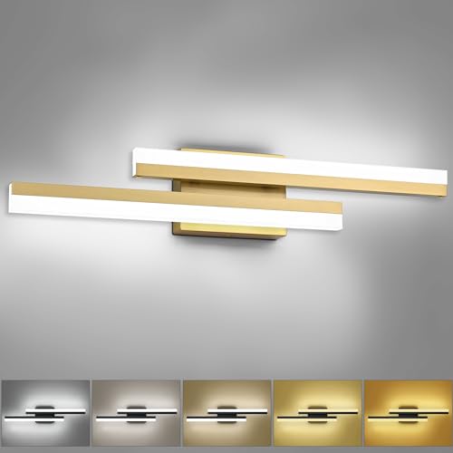 24 Inch LED Vanity Light Brushed Gold Bathroom Light Fixtures Over Mirror Modern Bath Lighting Bar 5CCT