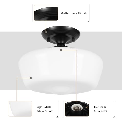 Schoolhouse Style Semi Flush Mount Ceiling Light Fixture