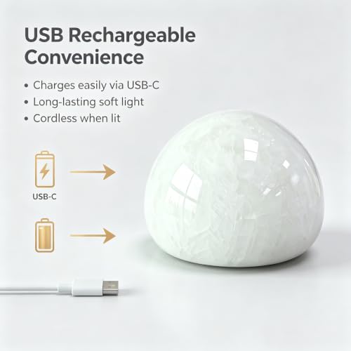 Natural Marble Lamp Cordless Touch Control Night Light 3