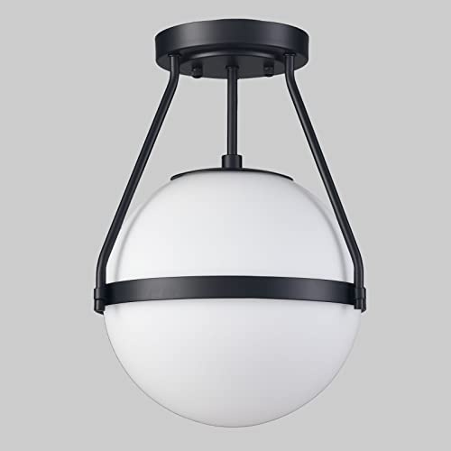 Mid Century Black Globe Ceiling Light