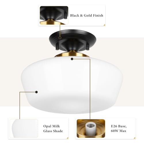 Schoolhouse Style Semi Flush Mount Ceiling Light Fixture