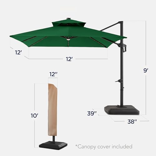 12x12ft LED Cantilever Patio Umbrella w