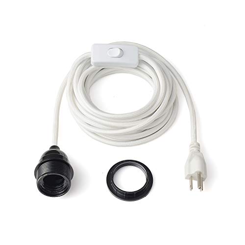 White Plug in Swag Pendant Light Fixture