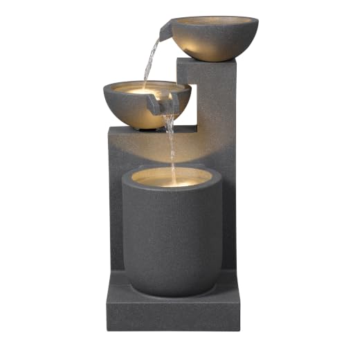 Gray Modern Tiered Bowl Fountain