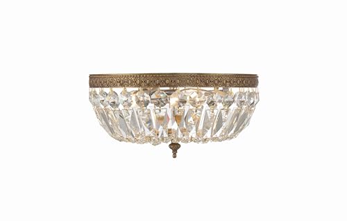 3 Light Spectra Crystal Olde Brass Flush Mount