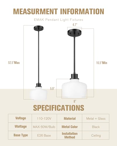 Modern 8 Inch Black Pendant Light