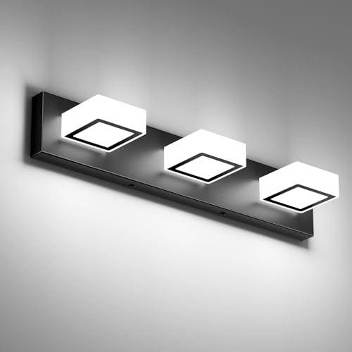 Black Bathroom Vanity Lights 24inch Metal Acrylic LED Modern Bathroom Wall Lighting Fixtures Over Mirror Matte Black