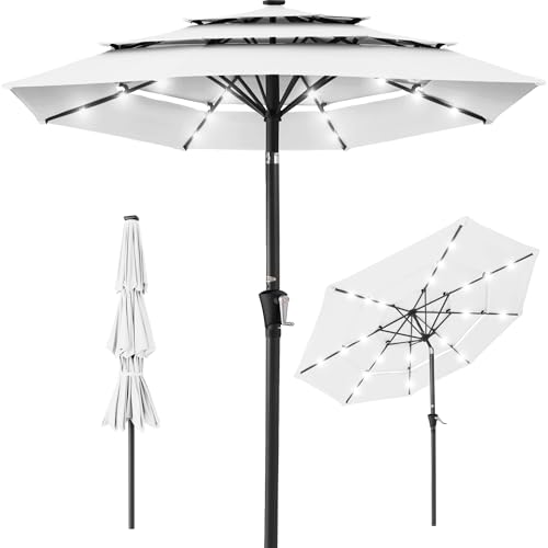 10ft 3 Tier Solar Patio Umbrella