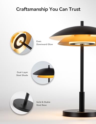 Table Lamp with USB Charging Port Bedside Touch Nightstand Lamp