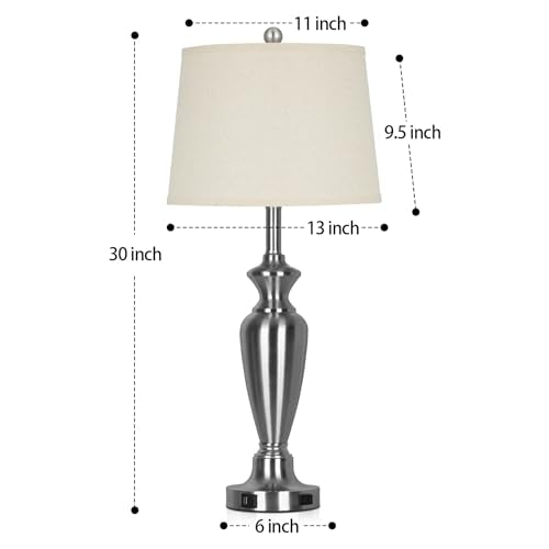 30" Tall Silver Table Lamps Set of 2 for Living Room (2 Count)