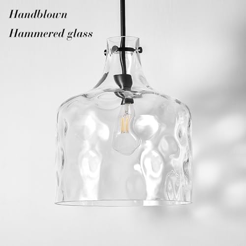 16" Farmhouse Hammered Glass Pendant Light