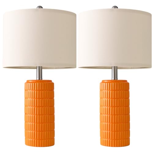 23" Orange Table Lamps Decor for Living Room Set of 2 (2 Count)