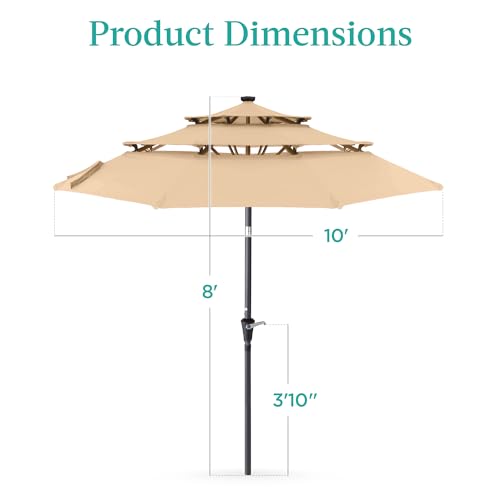 10ft 3 Tier Solar Patio Umbrella