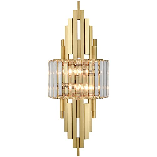 Modern Brushed Gold Crystal Wall Sconce