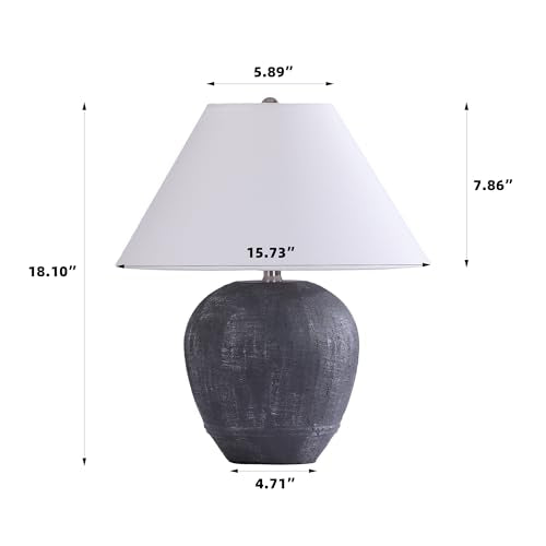 21'' Medium Size Gray Base Ceramic Basin Table Lamp for Bedroom