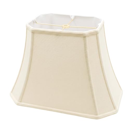 BSO-710-14LNEG Rectangle Cut Corner Basic Lamp Shade, (6x8) x (9x14) x 10.5, Linen Eggshell
