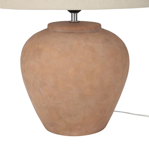 Home 20" Rustic Terracotta Ceramic Table Lamp with Fabric Shade