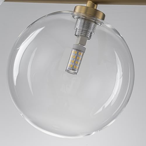 3 Light Semi Flush Mount Glass Ceiling Light Clear Globe