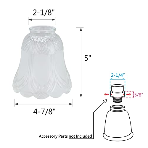 23059 4 Transitional Clear & Sandblasted Ceiling Fan Glass Shade.2 (4 Count)