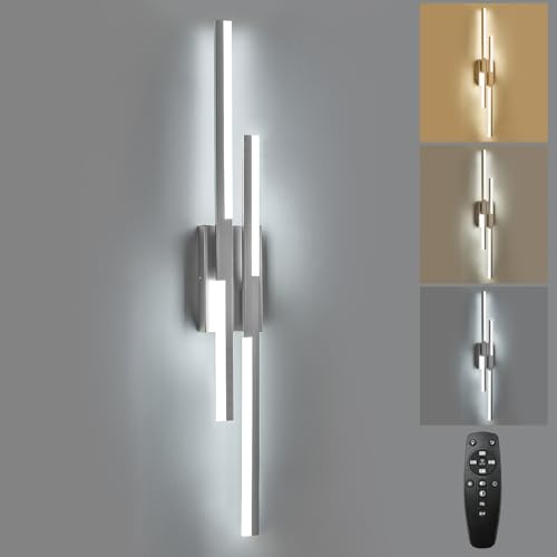 Modern LED Wall Sconce Silver Remote Wall Light Fixtures for Bathroom