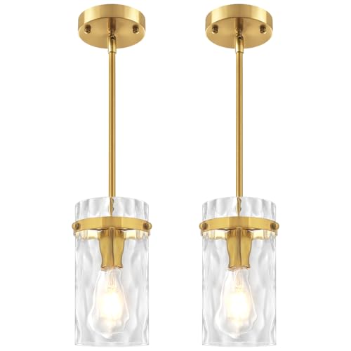 2 Pack Gold Pendant Lights Kitchen Island Modern Hanging Light Fixture (2 Count)