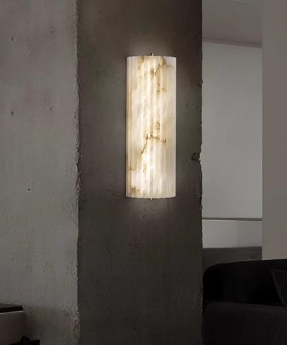 17.7in Natural Alabaster Wall Sconce Semicircle Marble Wall Light Hardwired