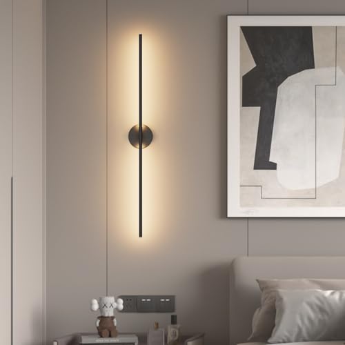 Modern Wall Sconces Set of Two 3000K 40In Hardwired Black Bathroom Sconce Vanity Light Bar 360° Rotate Warm Light for Bedroom Bathroom (2 Count)