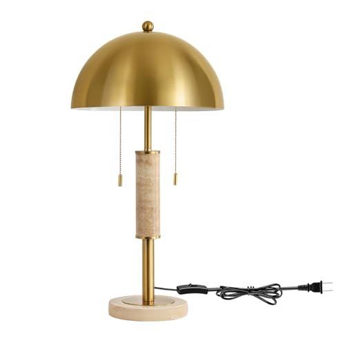 24" Modern Table Lamp for Living Room Gold Metal Nightstand Lamp with High