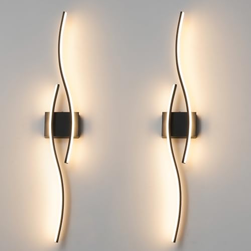Hardwired Modern Wall Sconce Set of Two with Remote Control (2 Count)