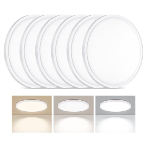 LED Flush Mount Ceiling Light 7in Thin 3CCT White Wired