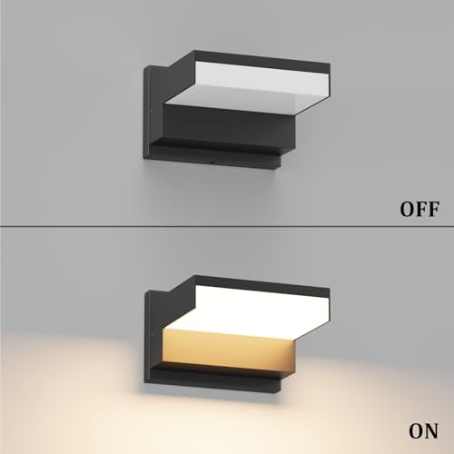 2 Pack Modern Outdoor Wall Light 3000K Aluminum LED Exterior Wall Sconces IP65 Waterproof for Patio Porch (2 Count)