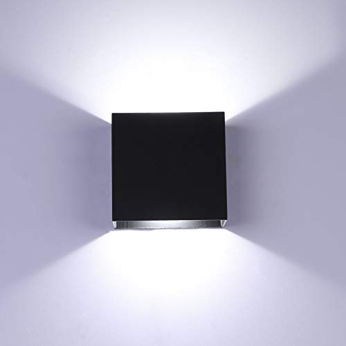 Small Black Up Down Hallway Wall Sconce Light Fixture Cool White