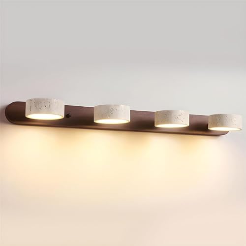 Dark Wood Farmhouse Bathroom Vanity Light Natural Stone Shade