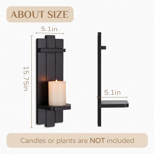 Black Wood Wall Candle Holder Set of 2 (2 Count)