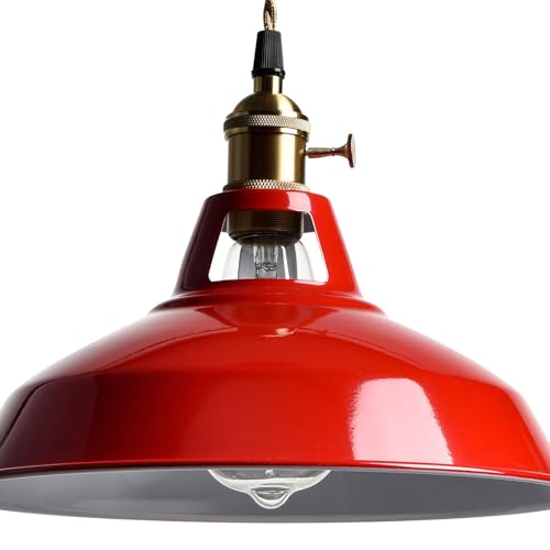 Plug in Pendant Light Vintage Red Barn Shade