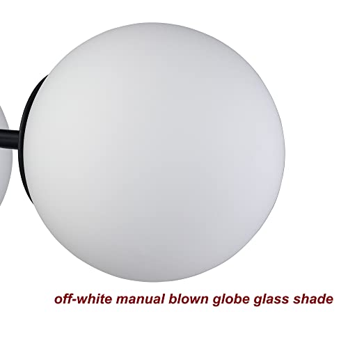 Modern Black Semi Flush Mount Ceiling Light with White Globe