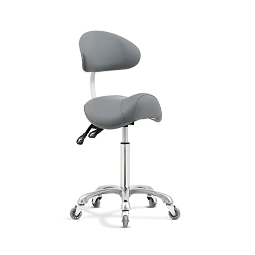 Saddle Stool Rolling Chair with Back Support