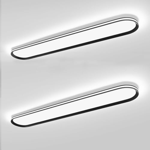 Modern LED Ceiling Light Dimmable Linear Ceiling Light 39.4in Semi Flush Mount Long Lights with Remote Control and Side Lighting for Living Room Kitchen Dining Room (2 Count)