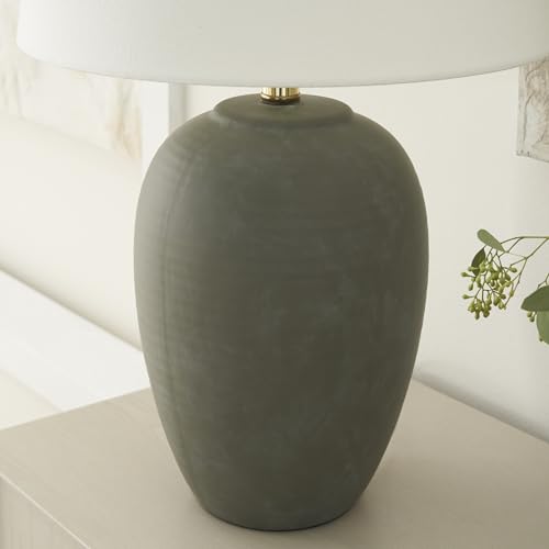 Home 23" Olive Green Ceramic Pot Table Lamp for Bedroom