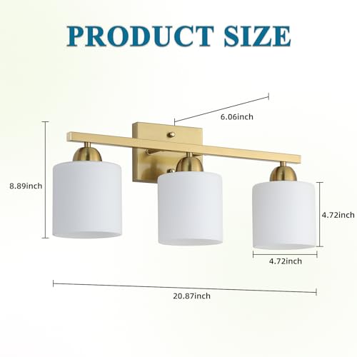 Stainless Steel Milk Glass Vanity Lights for Bathroom