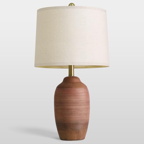 24.5" Single Rustic Terracotta Brown Handcrafted Ceramic Table Lamp 5FT Cord