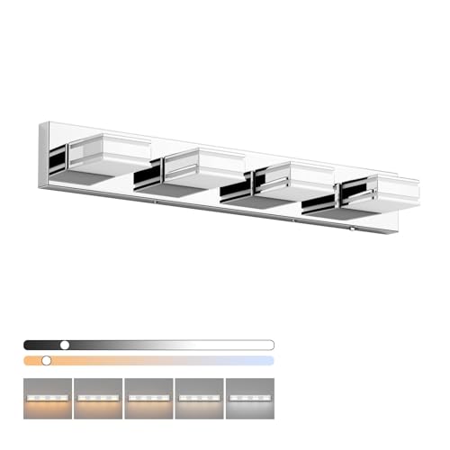 30inch Chrome Vanity Light for Bathroom with 5 Color Temperatures