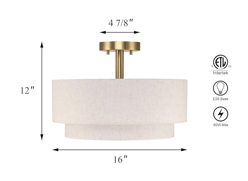 16" Semi Flush Mount Ceiling Light for Bedroom