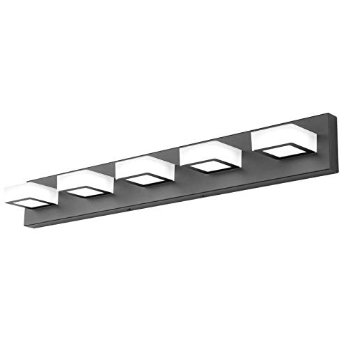 Dimmable Matte Black Vanity Light Modern 5 Lights Acrylic Stainless Steel Vanity Wall Light Over Mirror Long LED Modern Bathroom Vanity Lighting Fixtures