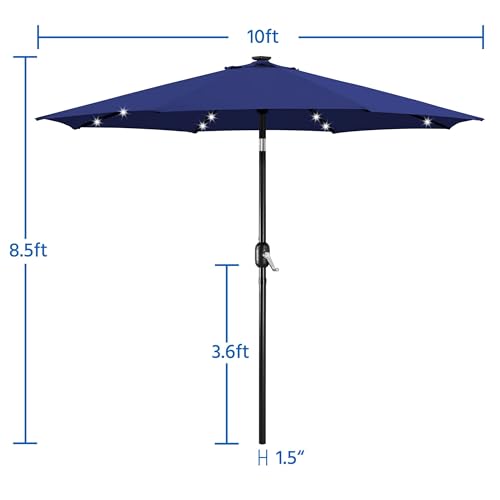 10FT Solar Patio Umbrella w